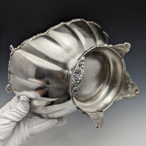 19世紀後半 米国アンティーク シルバープレート製 リス装飾 ナッツボウルディッシュ 481g