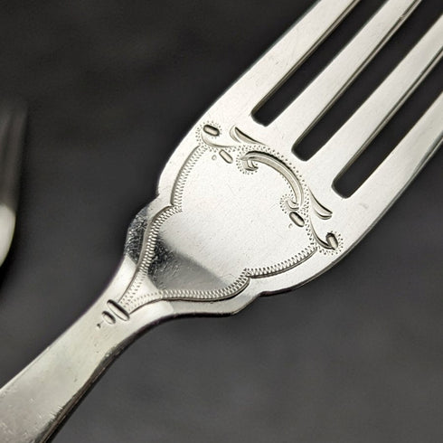 1897 年英國古董純銀(925 銀)刀片拖把柄魚餐具 4x2 套裝 Allen & Darwin 盒裝