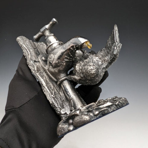 Sterling Silver Sculpture Little Bird and Faucet Figurine 567g Height 15cm UK Country Artists