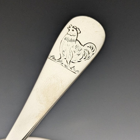 Circa 1940 British vintage sterling silver dish and spoon, diameter 17.5cm, total weight 245g, Finningans, case included