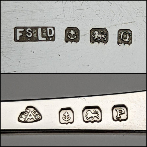 Circa 1940 British vintage sterling silver dish and spoon, diameter 17.5cm, total weight 245g, Finningans, case included