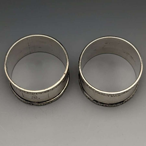 Around 1960 British Vintage Pure Silver (925 Silver) Napkin Ring Pair WH Manton Boxed