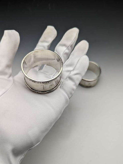 Around 1960 British Vintage Pure Silver (925 Silver) Napkin Ring Pair WH Manton Boxed
