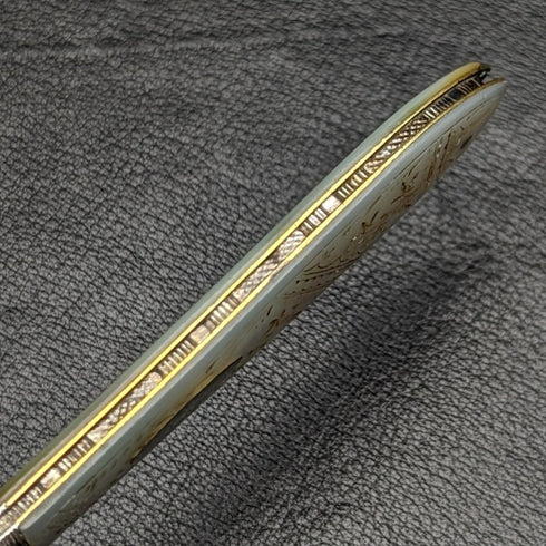 1895 British Antique White Pearl Shell Handle Pure Silver Blade Folding Pen Knife Mappin Brothers