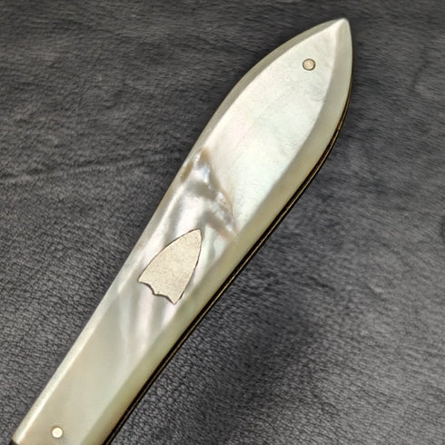 1926 年英國復古白珍珠貝殼手柄純銀刀片折疊筆刀 Harrison Fisher