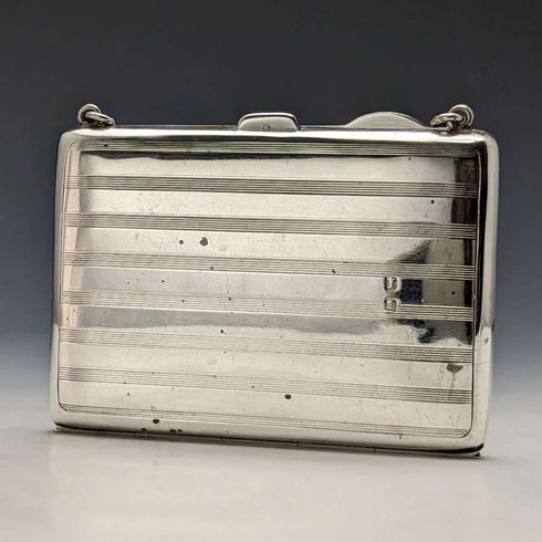 1913年 英国アンティーク 純銀チェーン付きカードケース 73g William Henry Sparrow