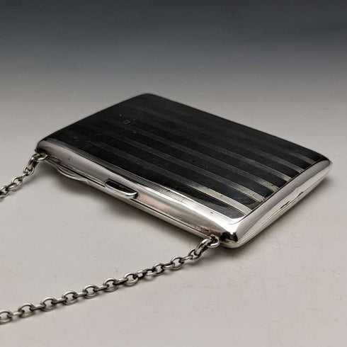 1913年 英国アンティーク 純銀チェーン付きカードケース 73g William Henry Sparrow