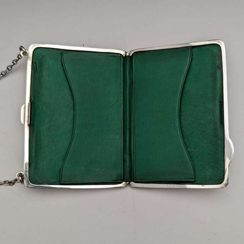 1913年 英国アンティーク 純銀チェーン付きカードケース 73g William Henry Sparrow