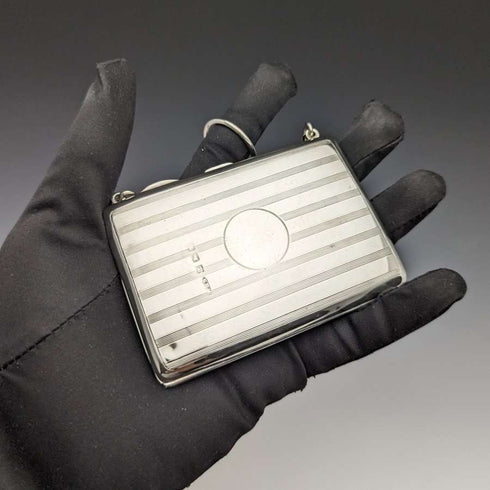 1913年 英国アンティーク 純銀チェーン付きカードケース 73g William Henry Sparrow