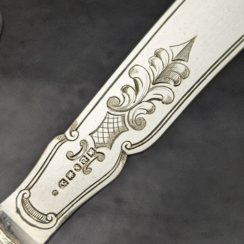 1850年頃 英国アンティーク シルバープレート ナイフx9セット Harrison Brothers & Howson 箱入り