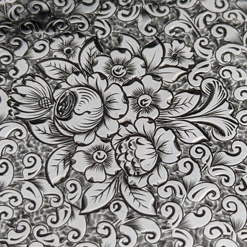 1884 年英國古董純銀(925 銀)花卉雕刻名片盒 68 克 George Unite