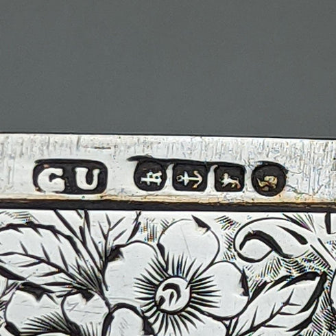 1884 年英國古董純銀(925 銀)花卉雕刻名片盒 68 克 George Unite