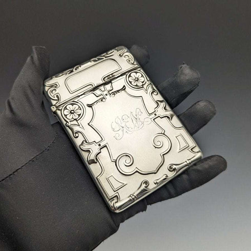 1908年 英国アンティーク 純銀(925シルバー)カードケース 63g Crisford and Norris