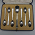Set de 6 cucharillas de té y pala para azúcar de plata de ley (925) vintage británica de 1937, en estuche, Mappin & Webb