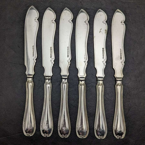 1879 British antique silver plate flat cutlery 12x2 set Elkington wooden box