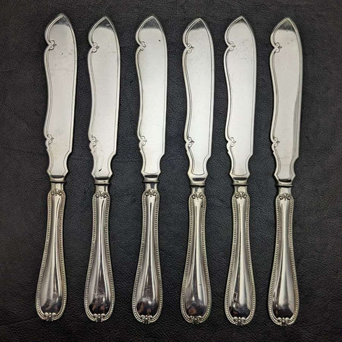 1879 British antique silver plate flat cutlery 12x2 set Elkington wooden box