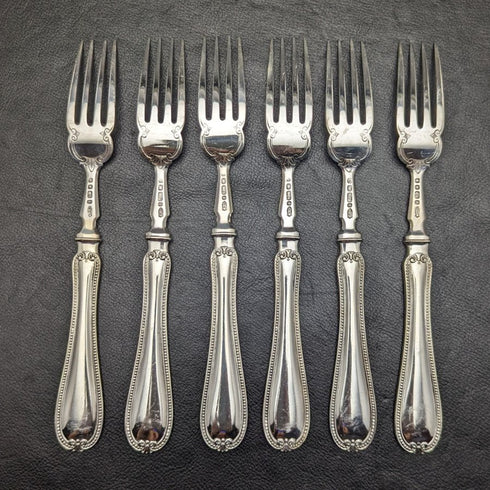 1879 年英國古董銀盤扁平餐具 12x2 套裝 Elkington 木盒