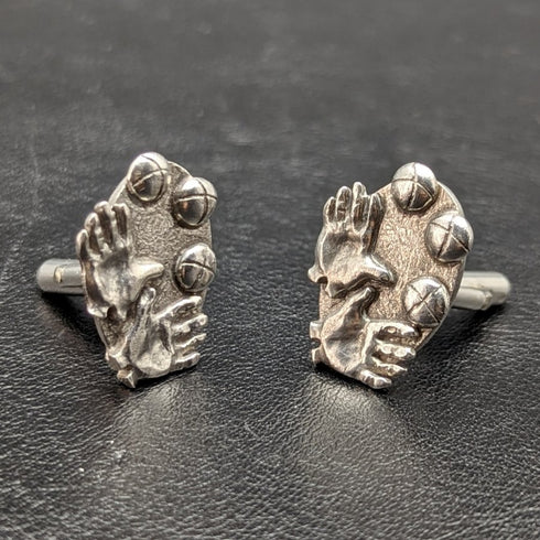 英国ヴィンテージ 純銀(スターリングシルバー)製 ハンドデザイン カフリンクス