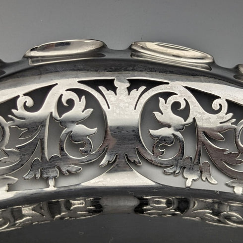 1903 British Antique Pure Silver (925 Silver) Fine Earrings Dish Basket 336g Williams Birmingham