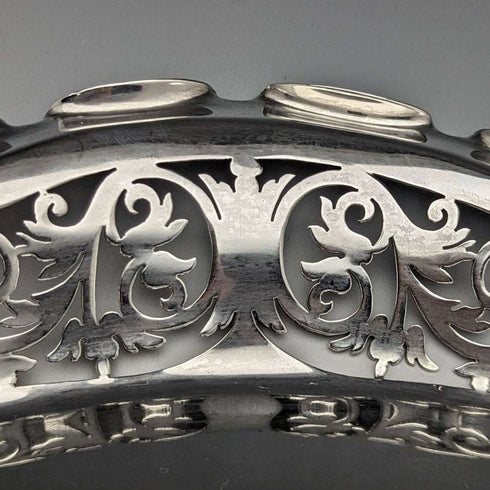 1903 British Antique Pure Silver (925 Silver) Fine Earrings Dish Basket 336g Williams Birmingham