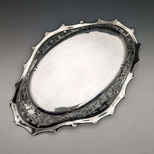1903 British Antique Pure Silver (925 Silver) Fine Earrings Dish Basket 336g Williams Birmingham