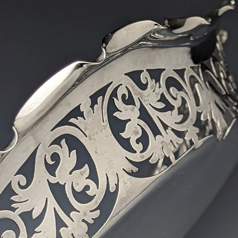 1903 British Antique Pure Silver (925 Silver) Fine Earrings Dish Basket 336g Williams Birmingham