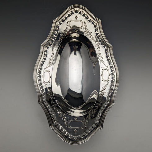 1891 British Antique Pure Silver (925 Silver) Fruit Bowl 272g Walter & John Barnard