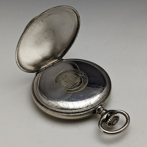 antique good operation Swiss made EHRoundly horse sculpture hunter case mechanical pocket watch