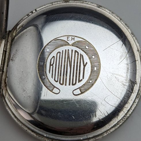 antique good operation Swiss made EHRoundly horse sculpture hunter case mechanical pocket watch