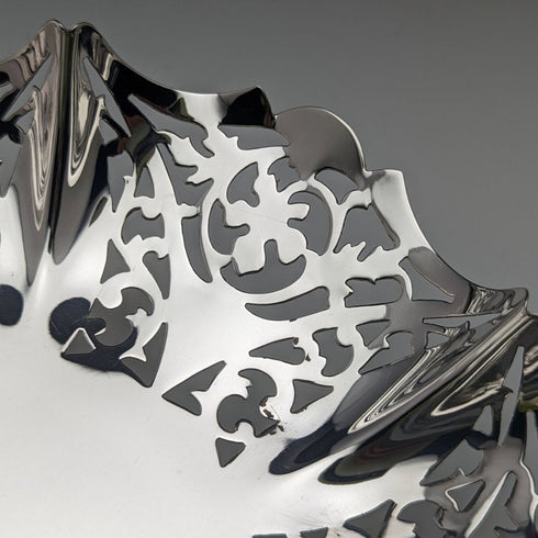 1936年 英国ヴィンテージ 純銀(925シルバー) ピアス装飾 脚付きボウル 196g Viners