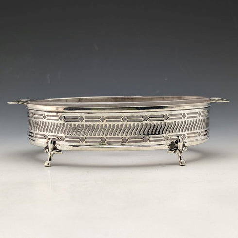 1926年 英国ヴィンテージ 純銀&グラスインナー バターディッシュ 163g Walker & Hall