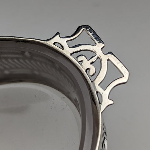 1926年 英国ヴィンテージ 純銀&グラスインナー バターディッシュ 163g Walker & Hall