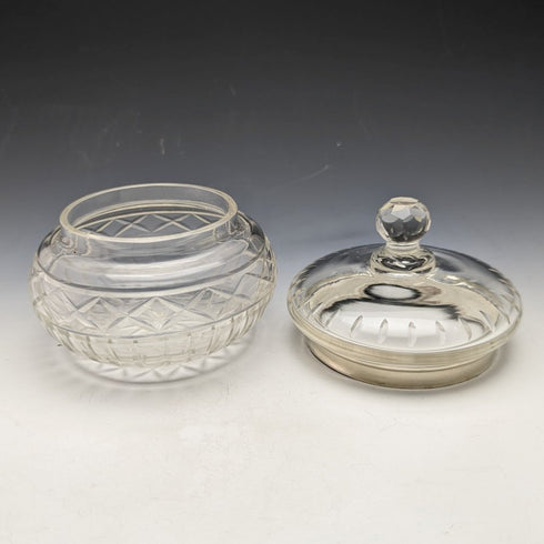 1929 年英國復古純銀裝飾切割玻璃瓶 351 克 BM & Co