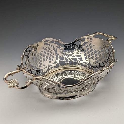 1892 British Antique Sterling Silver Basket Fine Earrings 218g