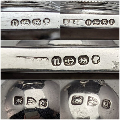 1887年頃 英国アンティーク 純銀 クルエ(調味料入れ)セット 箱入り