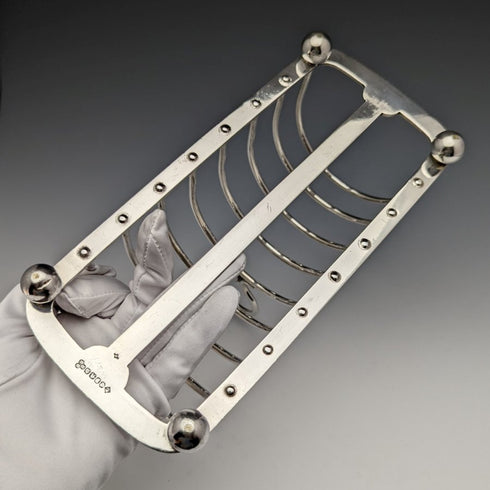 1900 年前後英國古董銀盤大烤麵包架 438 克