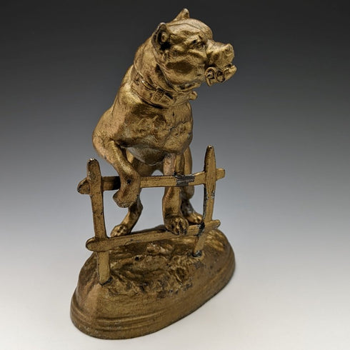 1900 年古董青銅懷錶架比特犬雕像