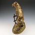 Soporte para reloj de bolsillo de bronce antiguo, circa 1900, con estatua de pitbull