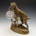 Soporte para reloj de bolsillo de bronce antiguo, circa 1900, con estatua de pitbull