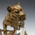 Soporte para reloj de bolsillo de bronce antiguo, circa 1900, con estatua de pitbull