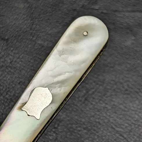 1897 年英國古董折疊筆刀白色珍珠手柄純銀刀片