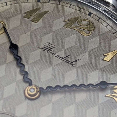 Reloj de bolsillo antiguo MONDIALE, caja de plata, esfera abierta, en buen estado de funcionamiento