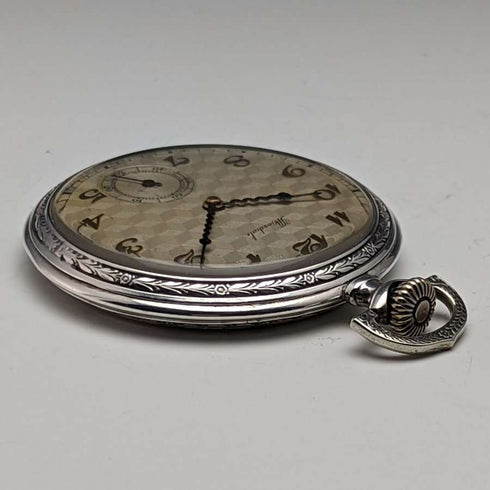 Reloj de bolsillo antiguo MONDIALE, caja de plata, esfera abierta, en buen estado de funcionamiento