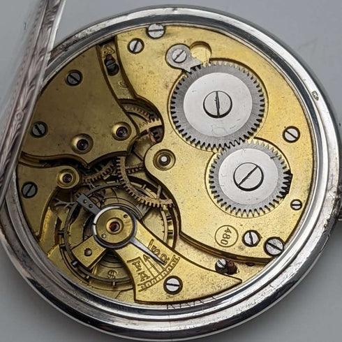 Reloj de bolsillo antiguo MONDIALE, caja de plata, esfera abierta, en buen estado de funcionamiento