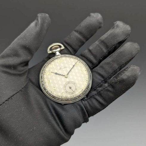 Reloj de bolsillo antiguo MONDIALE, caja de plata, esfera abierta, en buen estado de funcionamiento