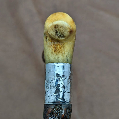 1908 年英國古董男士手杖鹿角手拿包手柄 85 厘米