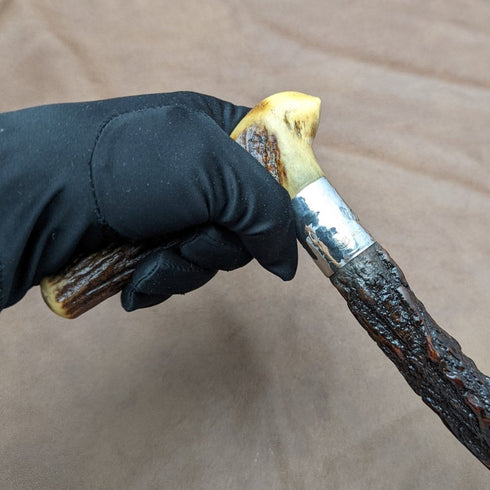 1908 年英國古董男士手杖鹿角手拿包手柄 85 厘米