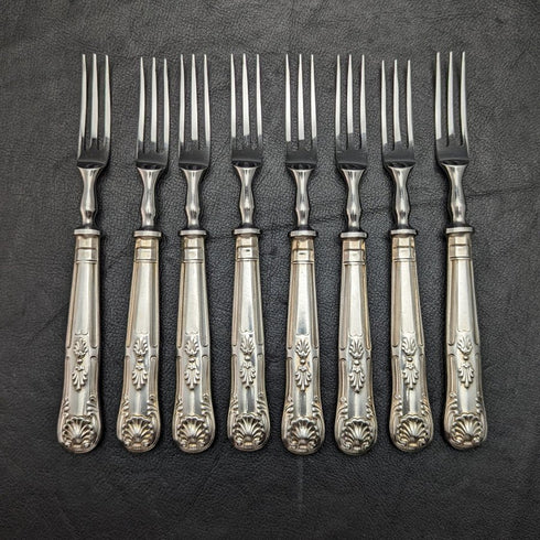 British Vintage Silver Plated Handle Stainless Blade Cutlery Set 8x2