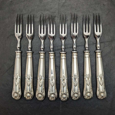 British Vintage Silver Plated Handle Stainless Blade Cutlery Set 8x2