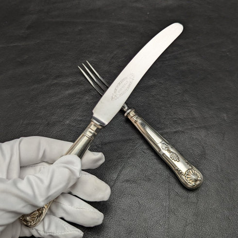 British Vintage Silver Plated Handle Stainless Blade Cutlery Set 8x2